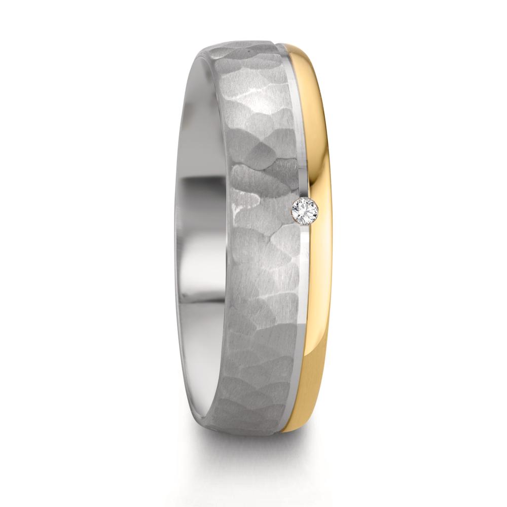 Partnerring Silber, 585/14 K Rosegold Diamant 0.015 ct, w-si bicolor-610531