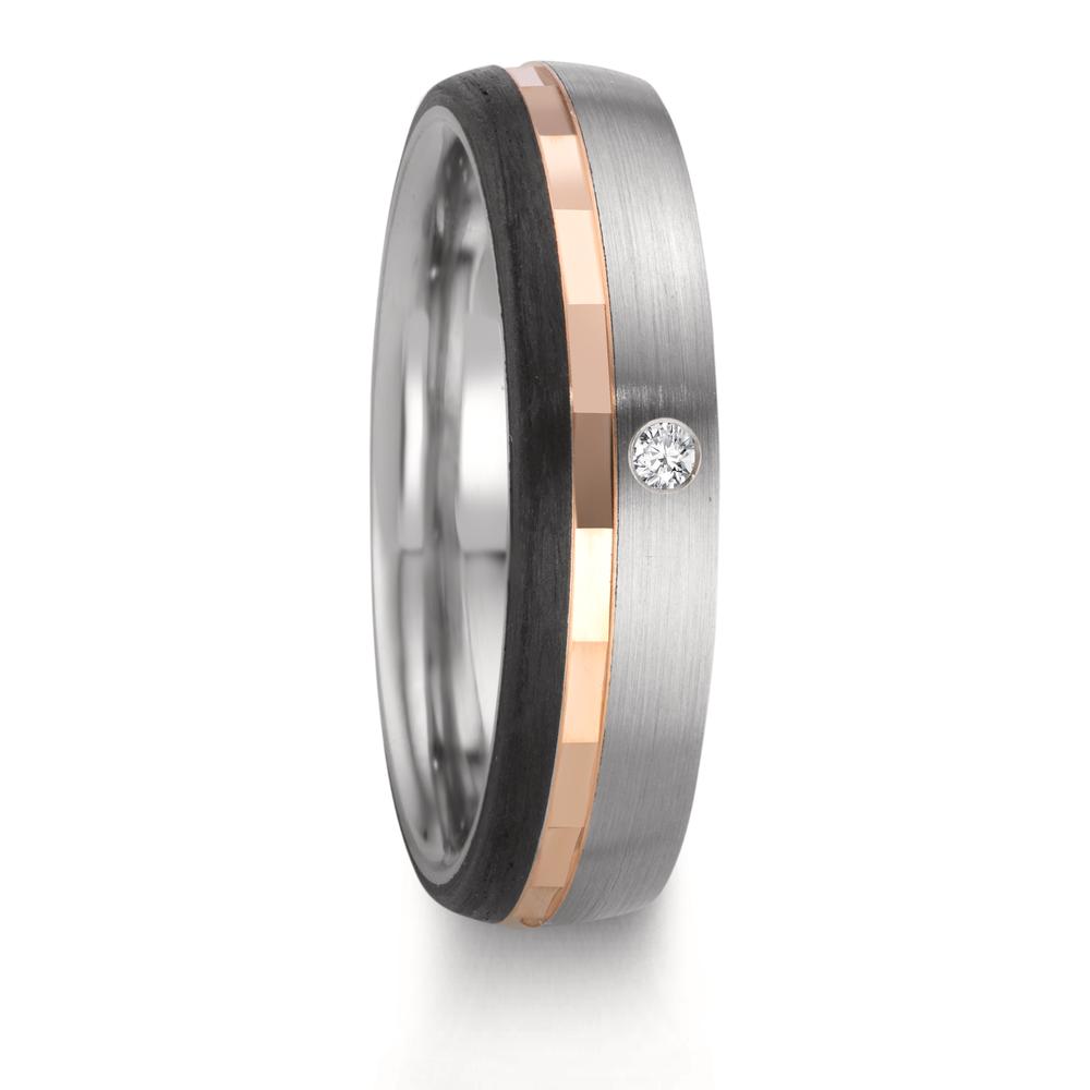 Partnerring Edelstahl, 375/9 K Rotgold Diamant 0.02 ct, w-si-610533