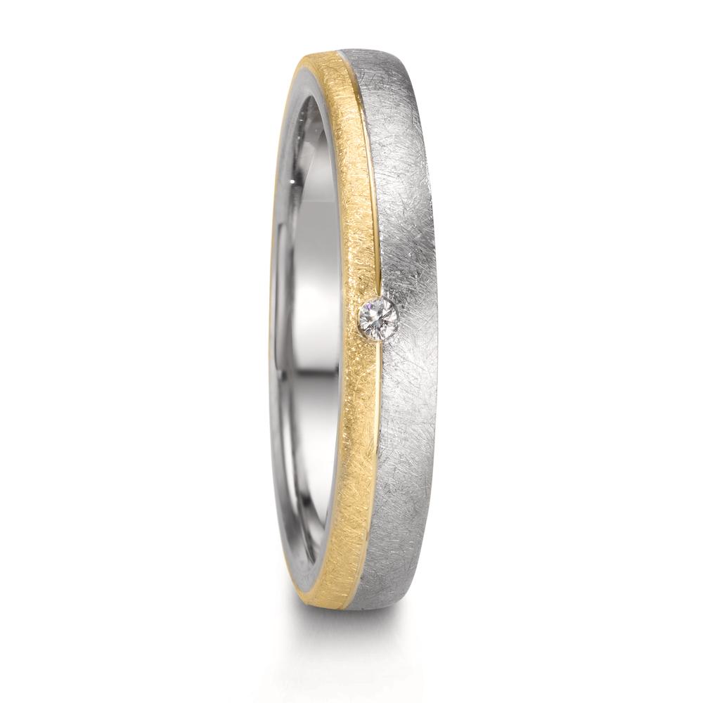 Partnerring Edelstahl, 375/9 K Gelbgold Diamant 0.015 ct, w-si-610535