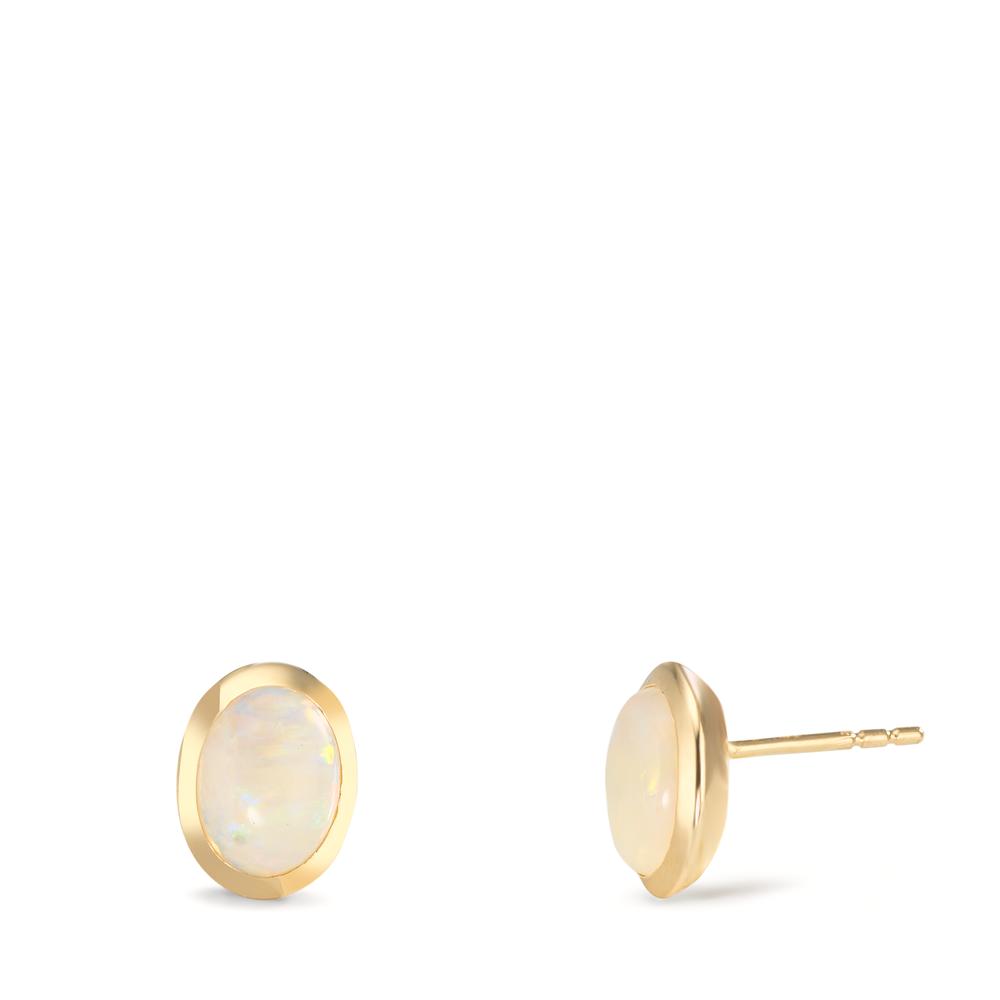 Clous d'oreilles Or jaune 9K Opale 2 Pierres-610580