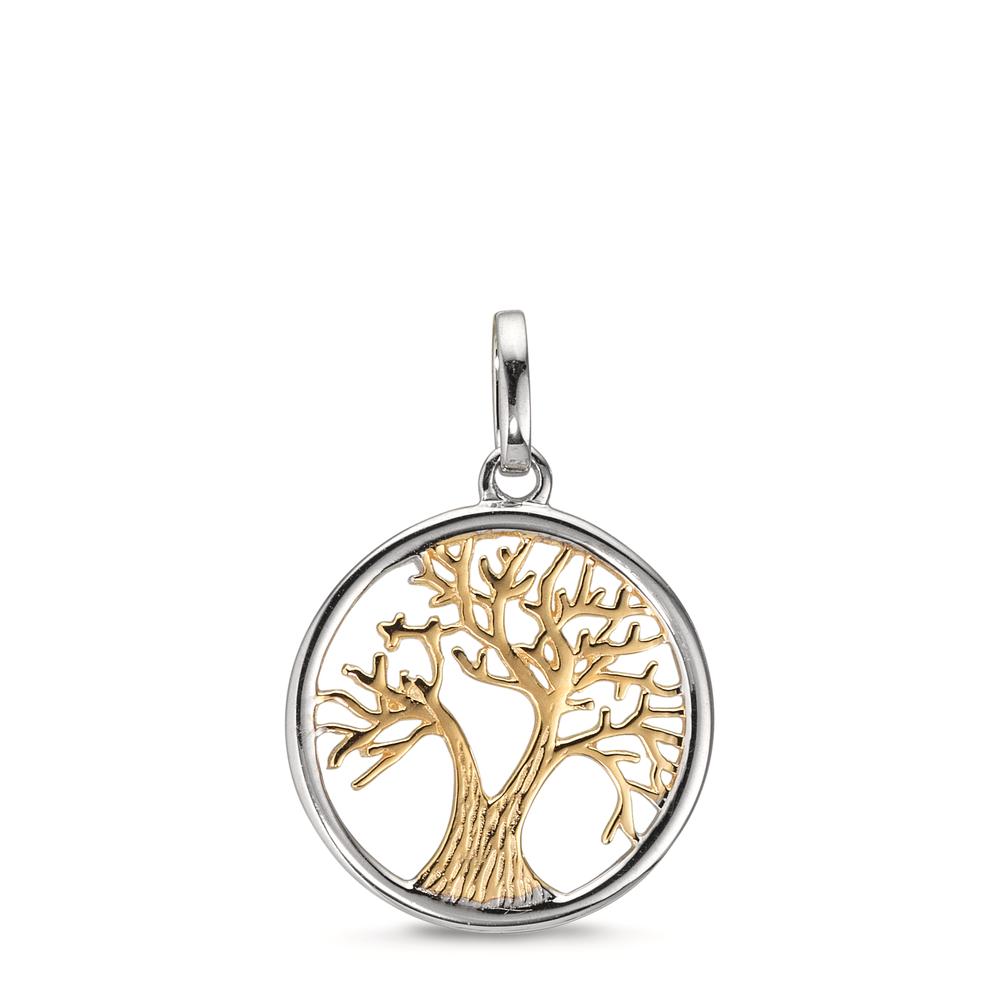 Pendentif Or jaune 9K, Or blanc 9K Arbre de la vie Ø14 mm-610582