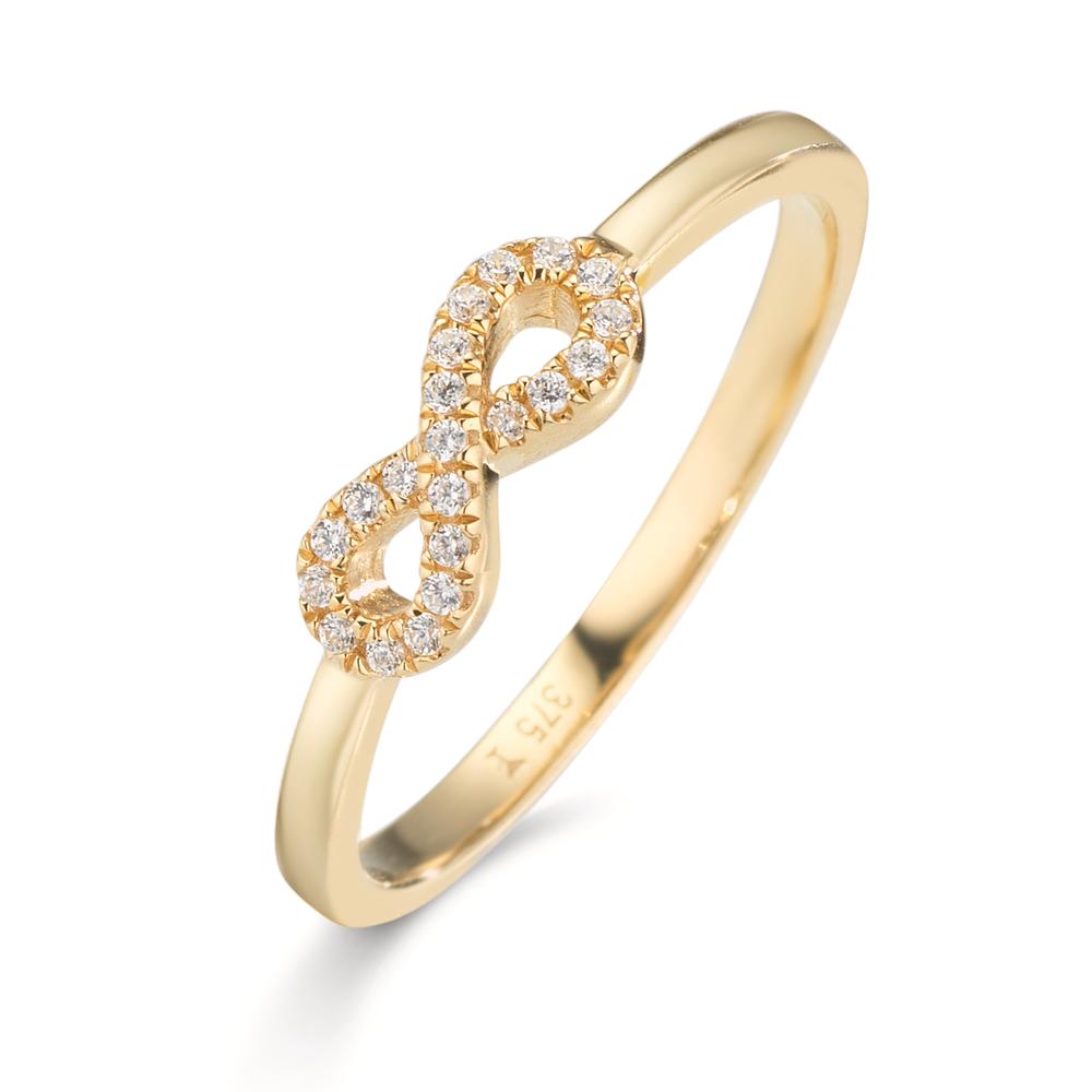 Bague Or jaune 9K Zircone Infini-610588