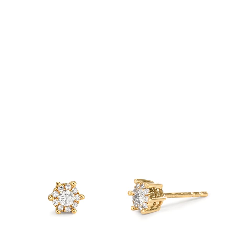 Clous d'oreilles Or jaune 18K Diamant 0.17 ct, 2 Pierres, w-si Ø4.5 mm-610601