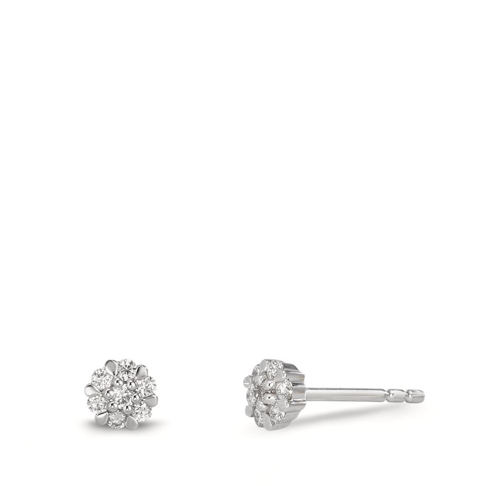 Clous d'oreilles Or blanc 18K Diamant 0.112 ct, 14 Pierres, w-si Ø4 mm-610603