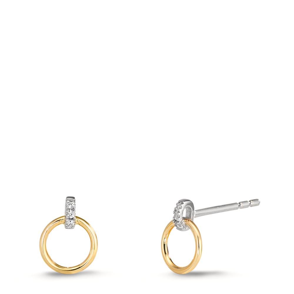 Clous d'oreilles Or jaune 9K, Or blanc 9K Zircone 6 Pierres-610604