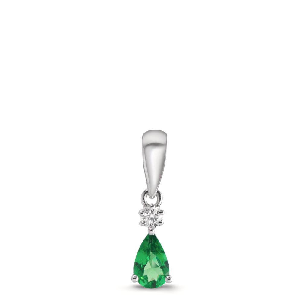 Pendentif Or blanc 18K Diamant 0.025 ct, w-si, Grenat vert-610618