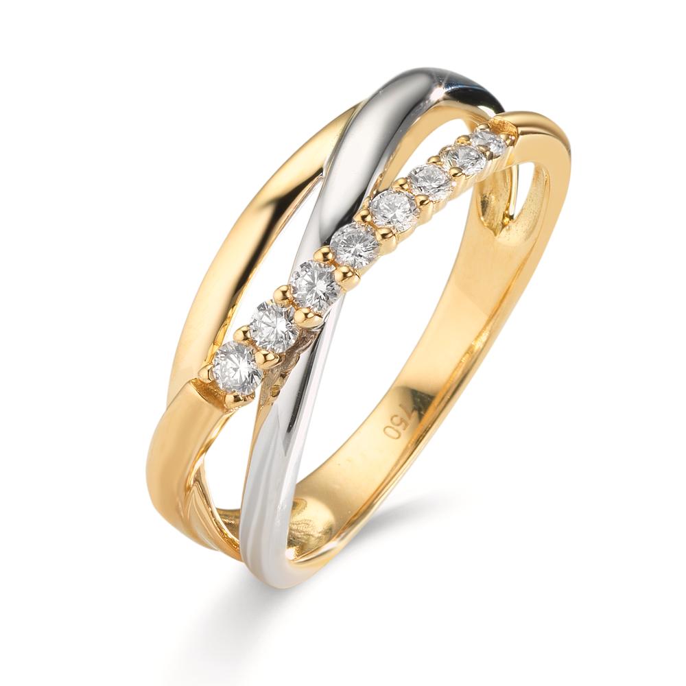 Bague Or jaune 18K, Or blanc 18K Diamant 0.19 ct, 8 Pierres, w-si-610622