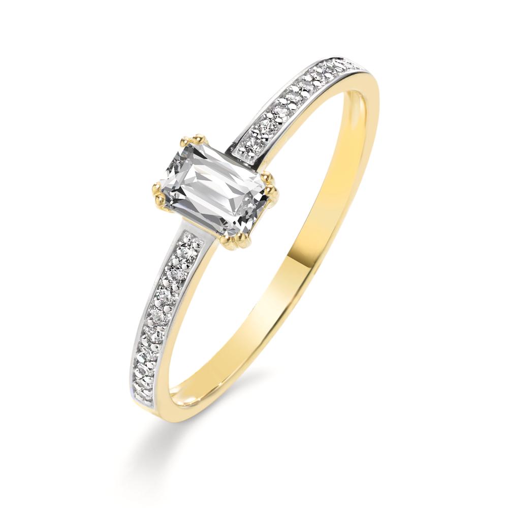 Bague Or jaune 9K Zircone, Zircone baguette-610737