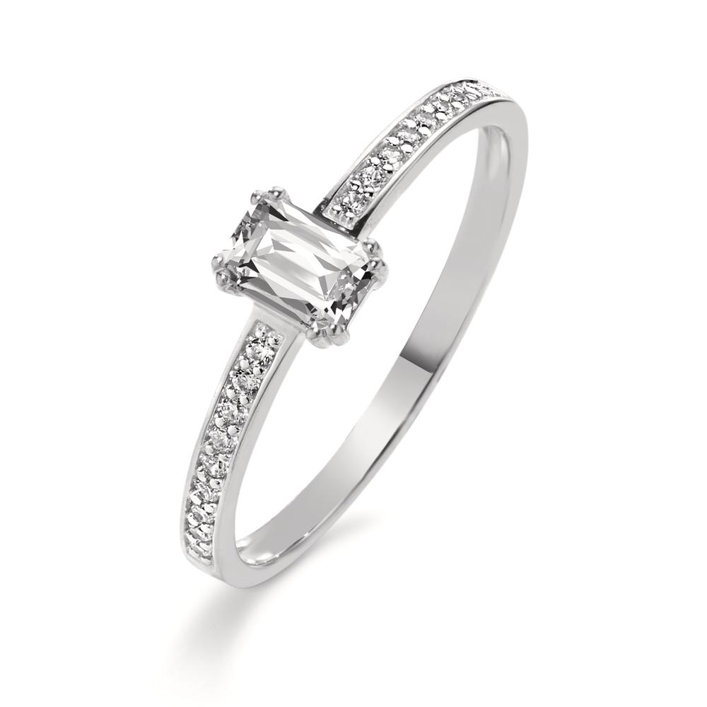 Bague Or blanc 9K Zircone, Zircone baguette-610738