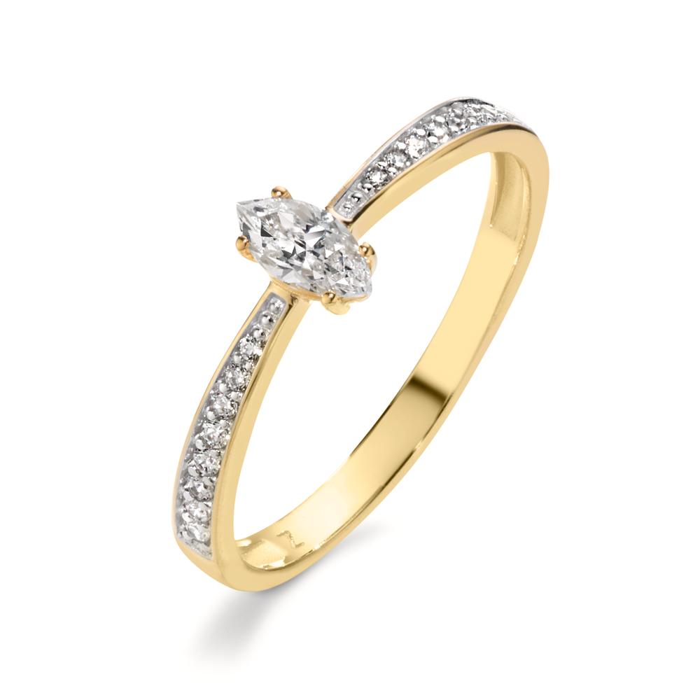 Bague Or jaune 9K Zircone, Zircone navette-610741
