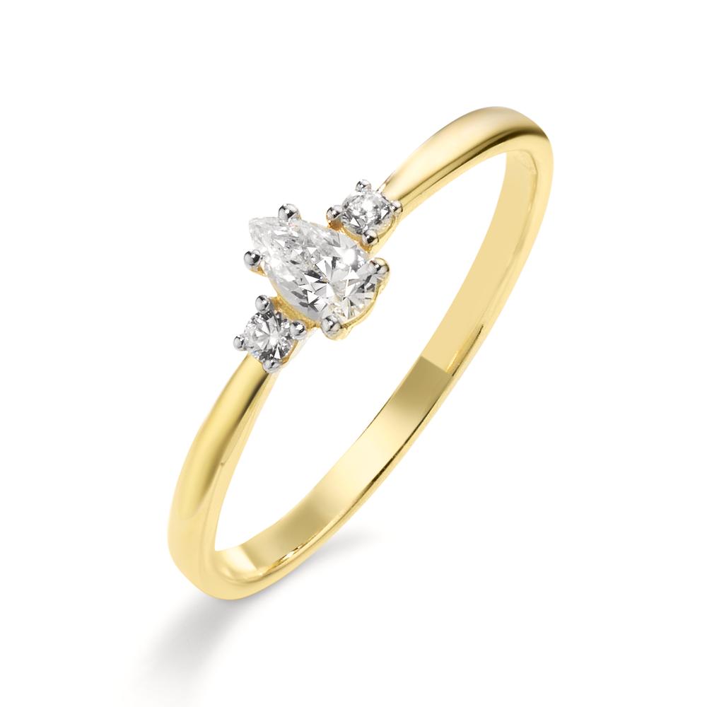 Bague Or jaune 9K Zircone, Zircone goutte-610745