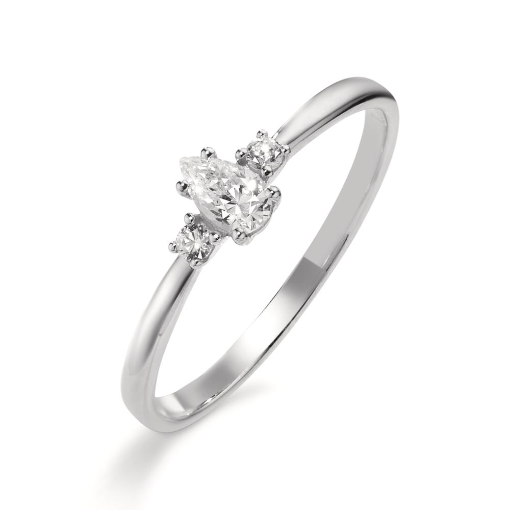 Bague Or blanc 9K Zircone, Zircone goutte-610746