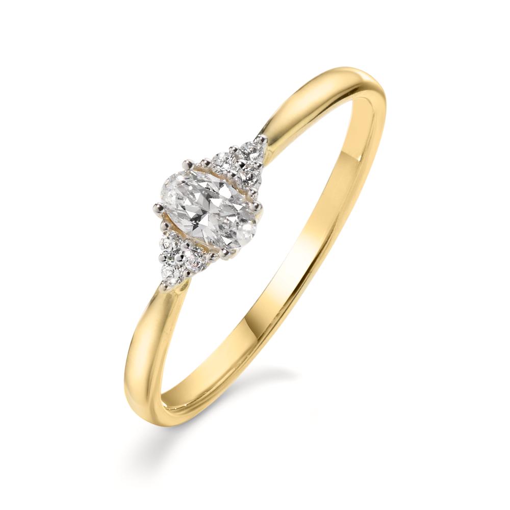 Bague Or jaune 9K Zircone, Zircone ovale-610747