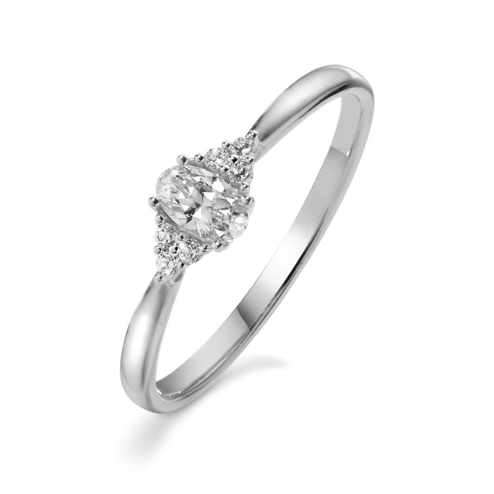Bague Or blanc 9K Zircone, Zircone ovale-610748