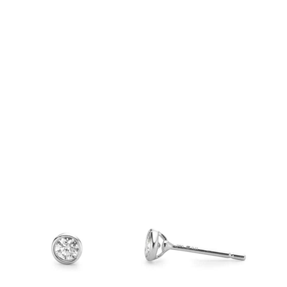 Clous d'oreilles Or blanc 18K Diamant 0.24 ct, 2 Pierres, w-si Ø4 mm-610754