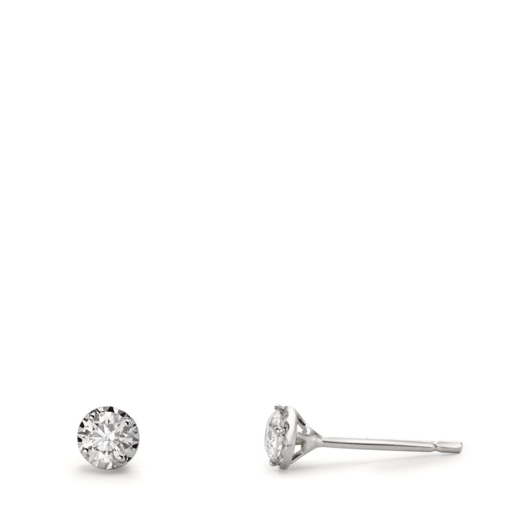 Clous d'oreilles Or blanc 18K Diamant 0.36 ct, 2 Pierres, w-si Ø4.5 mm-610757