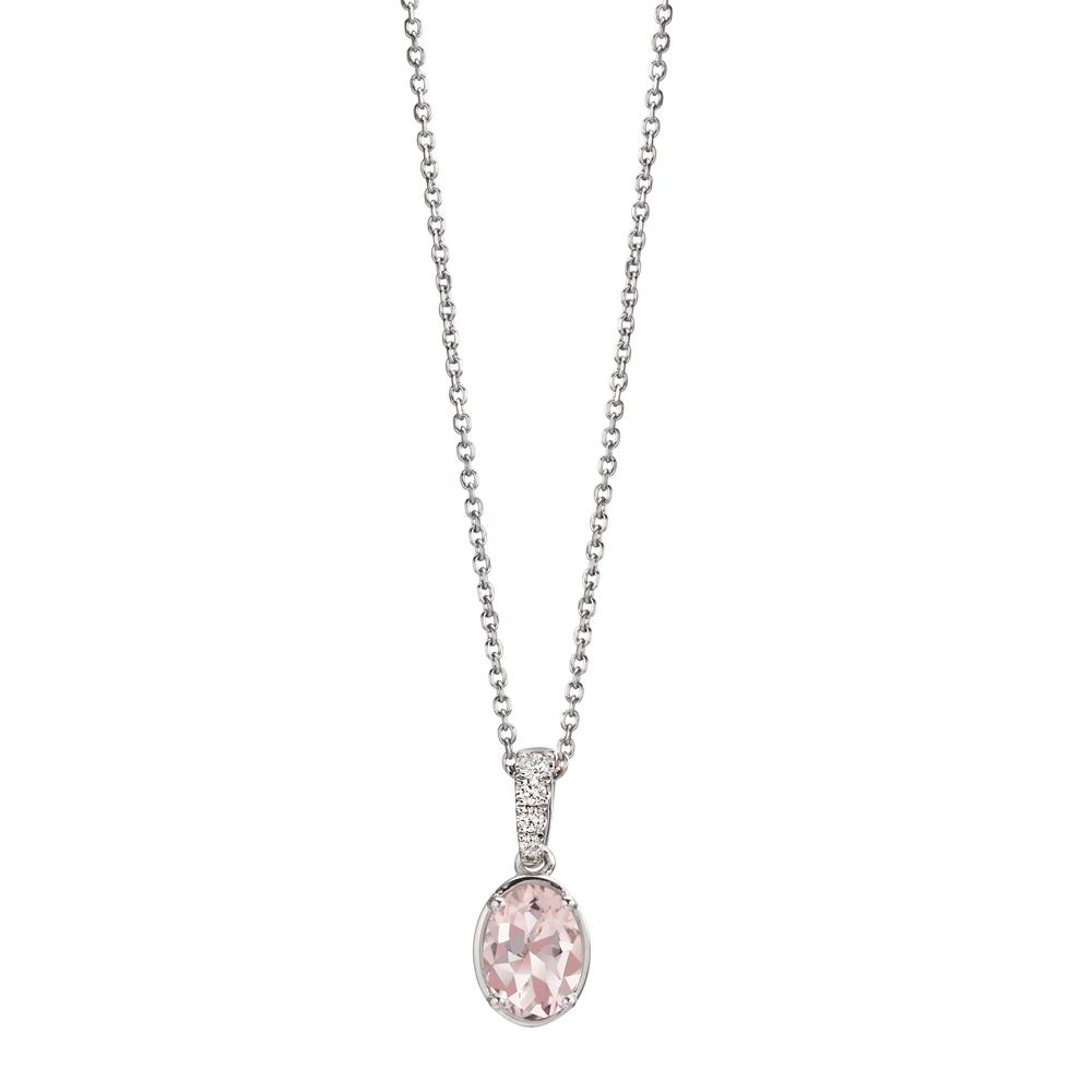 Collier Or blanc 18K Diamant 0.04 ct, w-si, Morganite rose, 0.65 ct 39 cm-610759