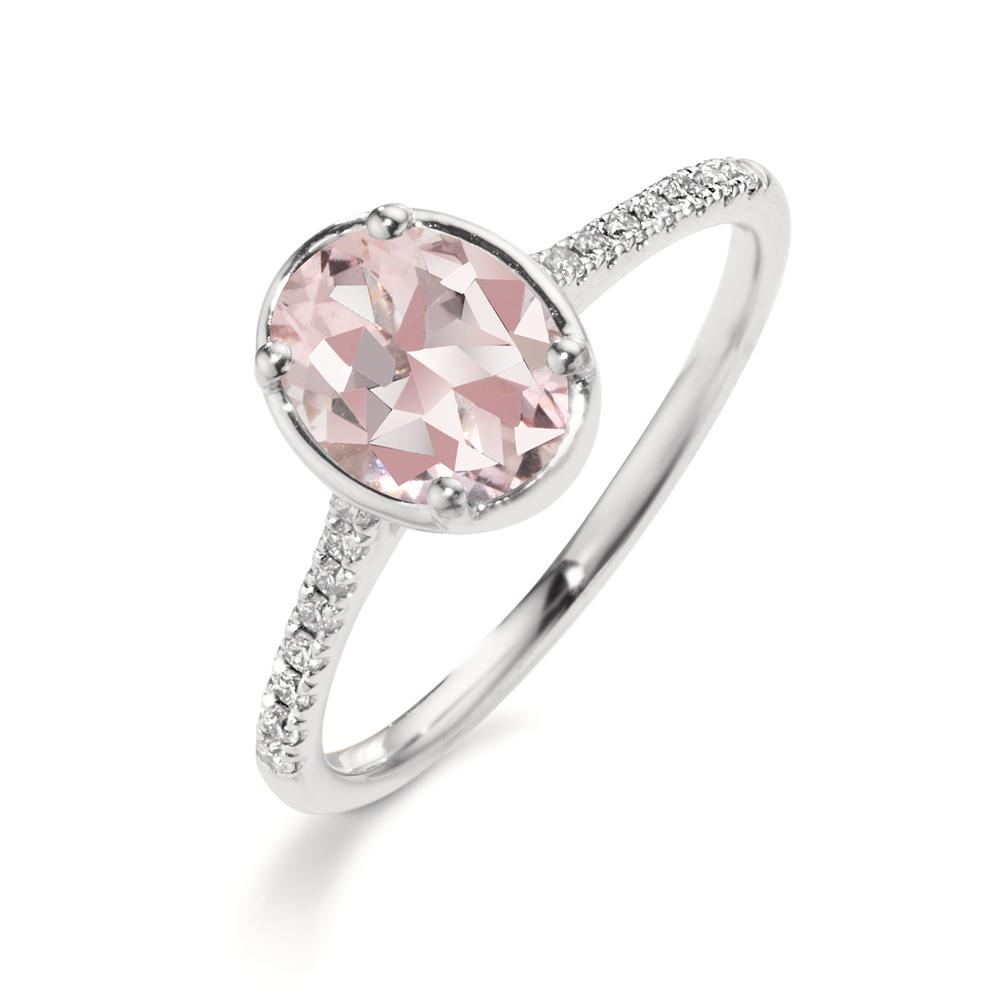 Bague Or blanc 18K Diamant 0.10 ct, 16 Pierres, w-si, Morganite rose, 1 ct-610761