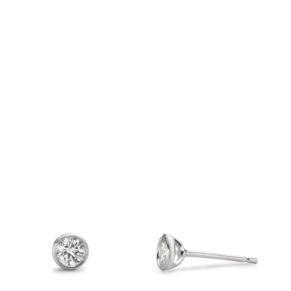 Clous d'oreilles Or blanc 18K Diamant 0.40 ct, 2 Pierres, w-si Ø4.8 mm-610766