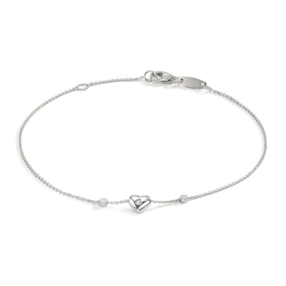 Armband 750/18 K Weissgold Zirkonia 2 Steine Herz 17-19 cm verstellbar-610869