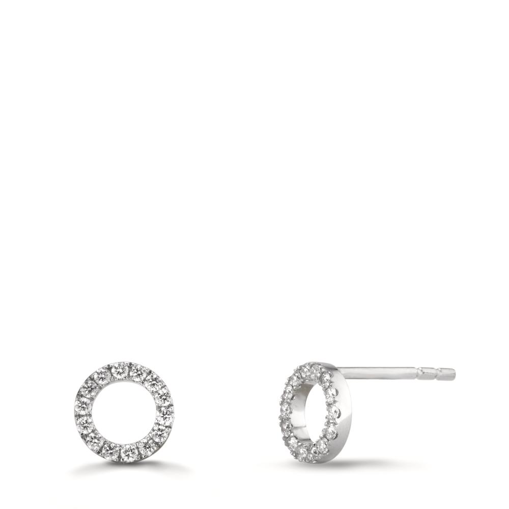 Clous d'oreilles Or blanc 18K Diamant 0.12 ct, w-si Ø6 mm-611903