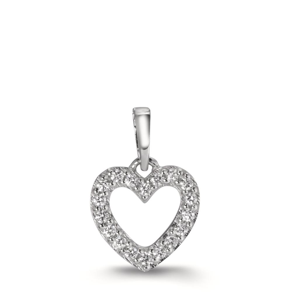 Pendentif Or blanc 18K Diamant 0.08 ct, w-si Coeur Ø8.5 mm-611909
