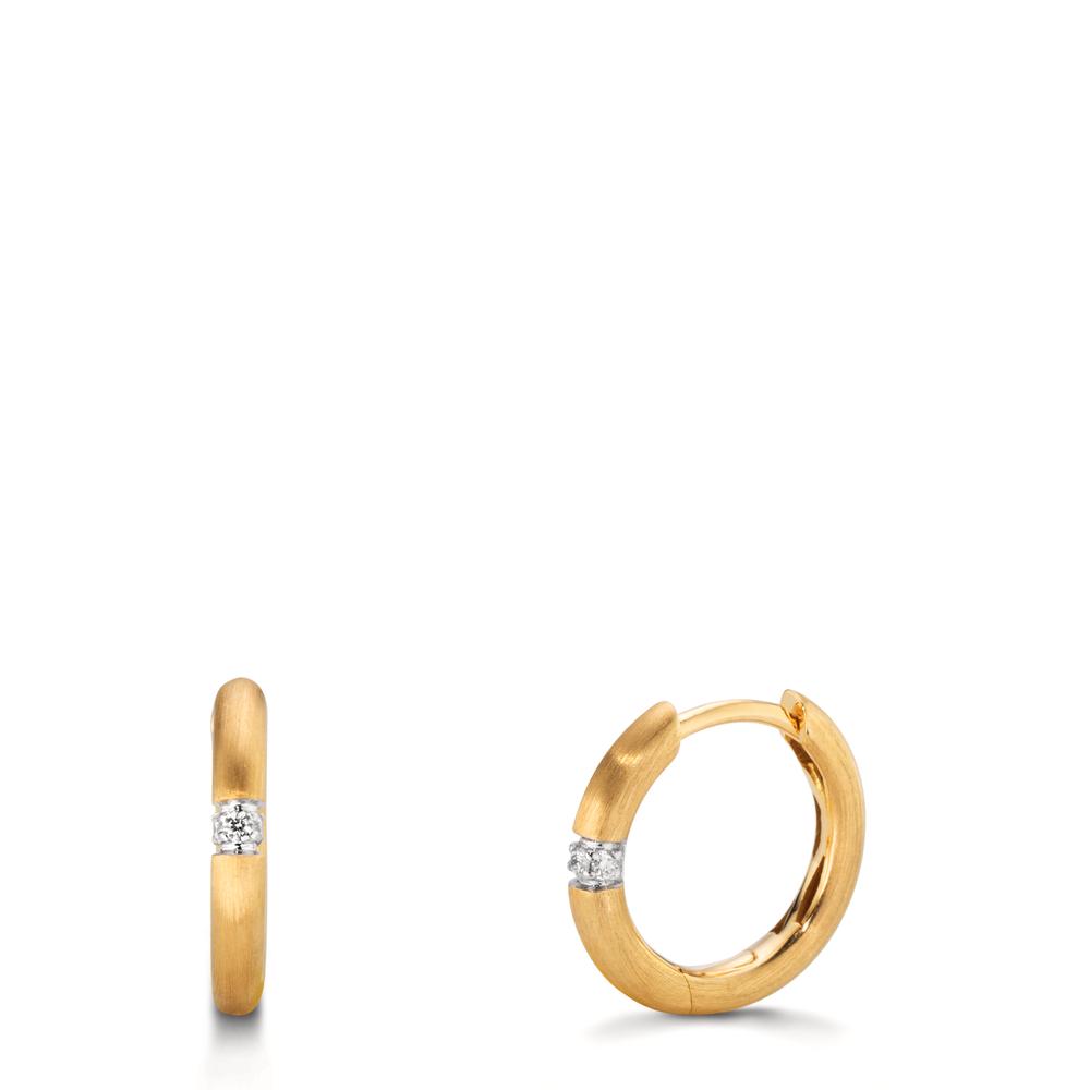 Créoles Or jaune 18K Diamant 0.04 ct, 2 Pierres, w-si Bicolore-611913