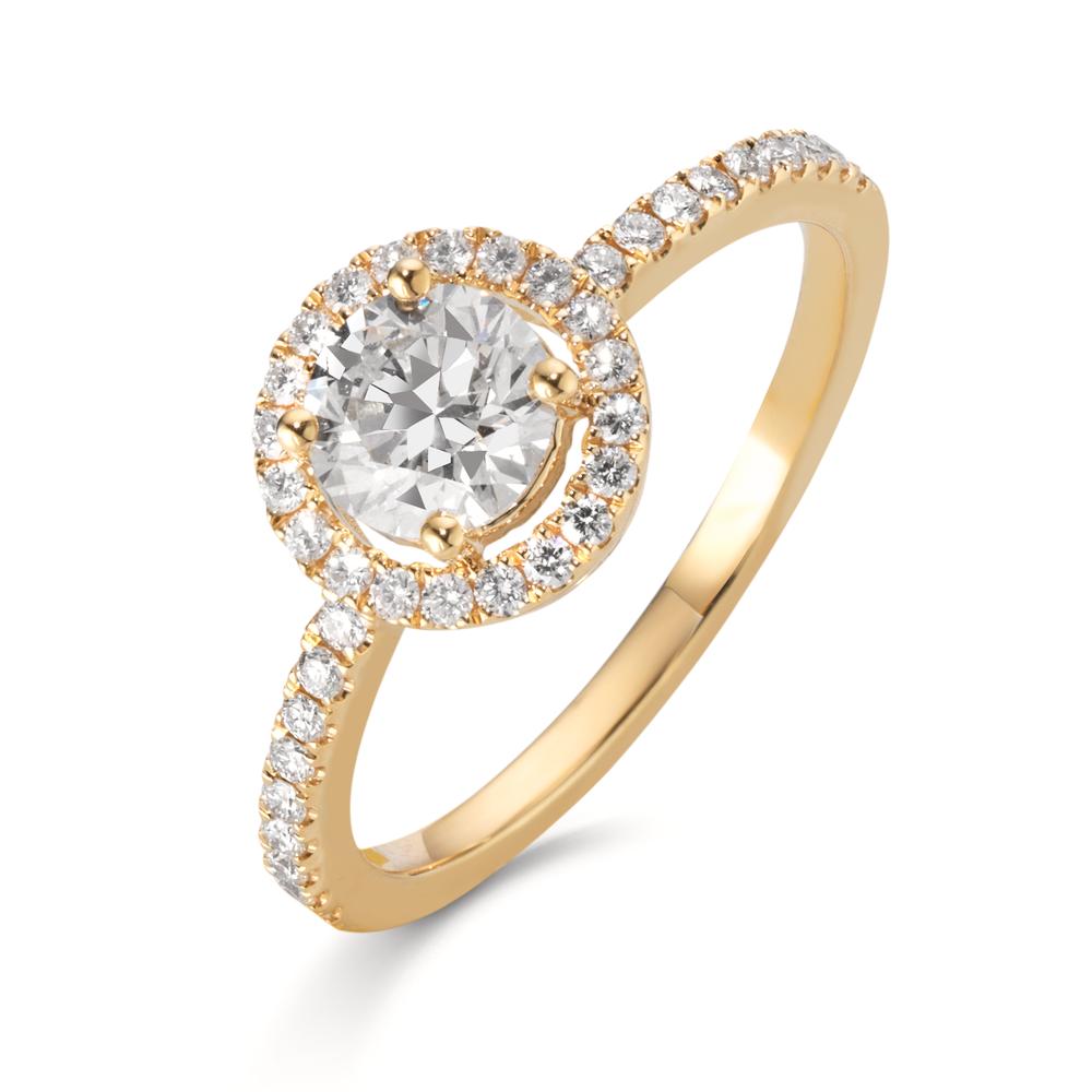 Bague Or jaune 18K Diamant 0.70 ct, tw-si, GIA, Diamant 0.25 ct, w-si-612023