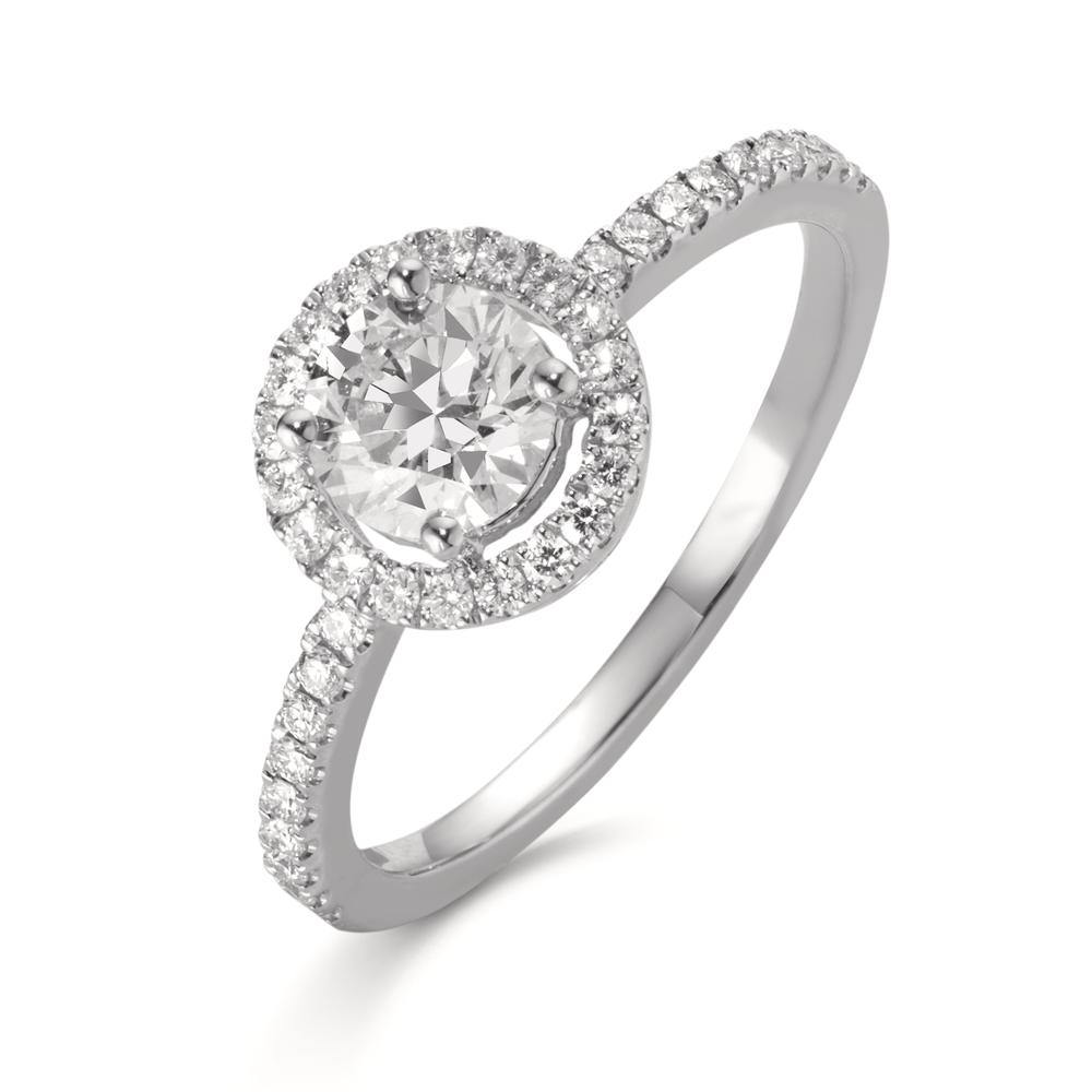 Bague Or blanc 18K Diamant 0.70 ct, tw-si, GIA, Diamant 0.25 ct, w-si-612024