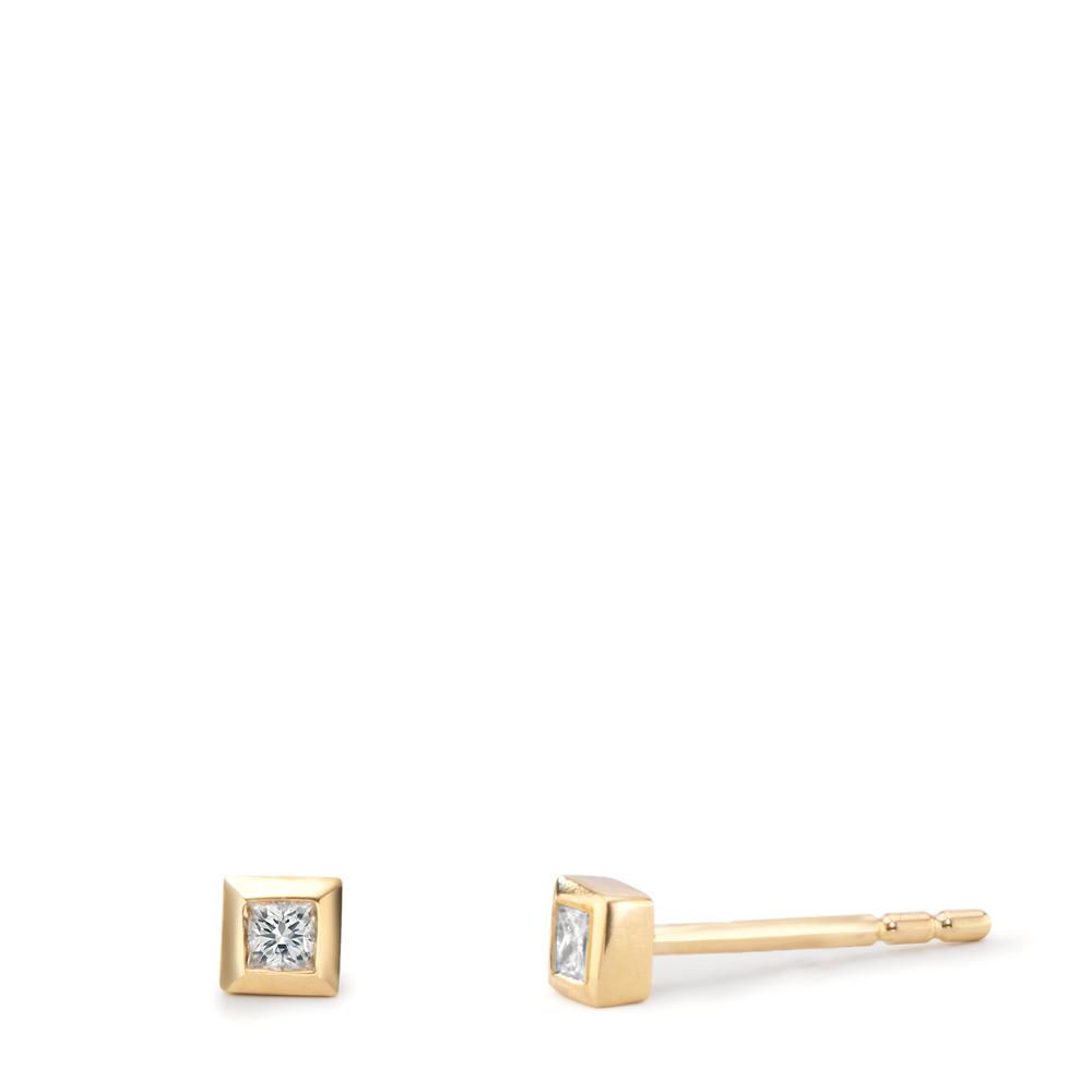 Clous d'oreilles Or jaune 18K Diamant 0.06 ct, 2 Pierres, w-si Ø2.8 mm-612207