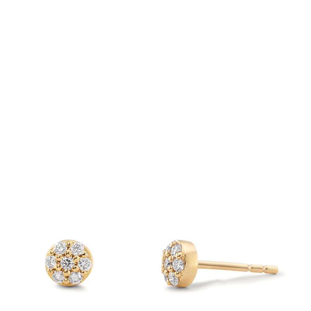 Clous d'oreilles Or jaune 18K Diamant 0.15 ct, 14 Pierres, w-si Ø4.5 mm-612208