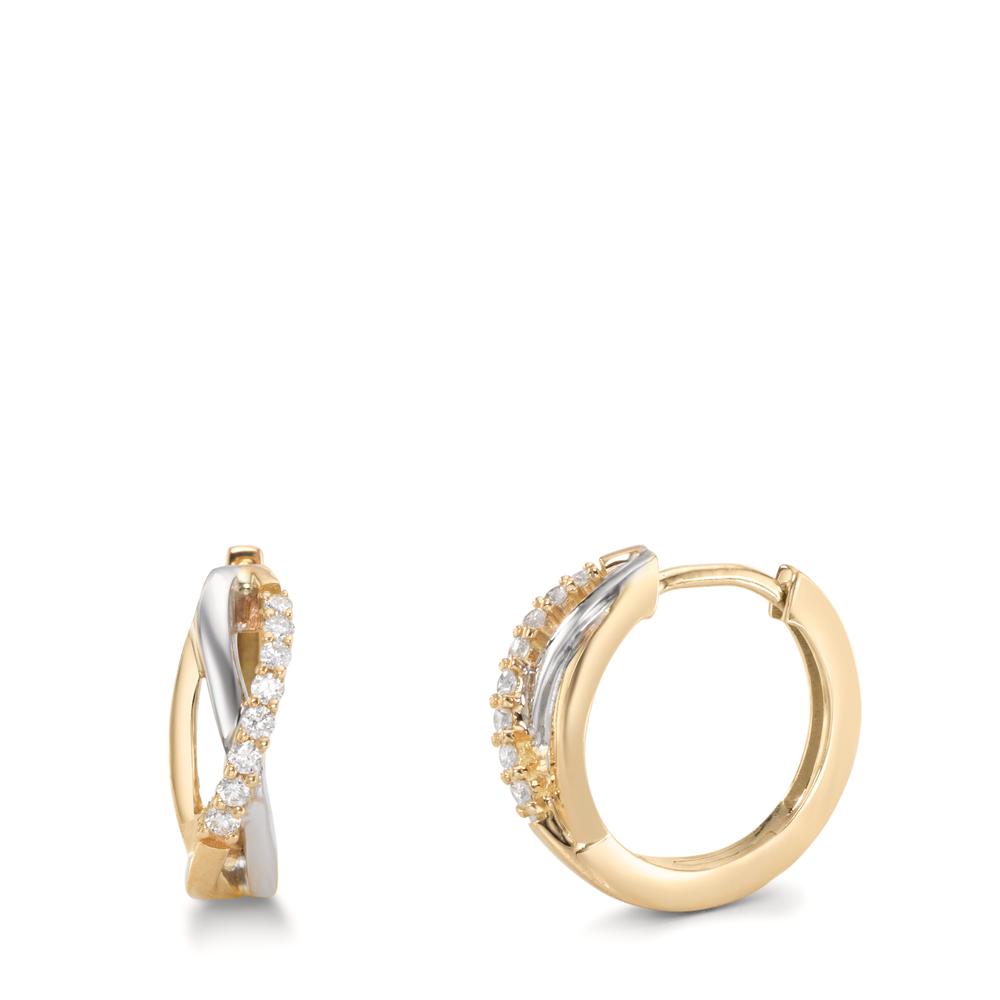 Créoles Or jaune 18K, Or blanc 18K Diamant 0.16 ct, 16 Pierres, w-si-612210