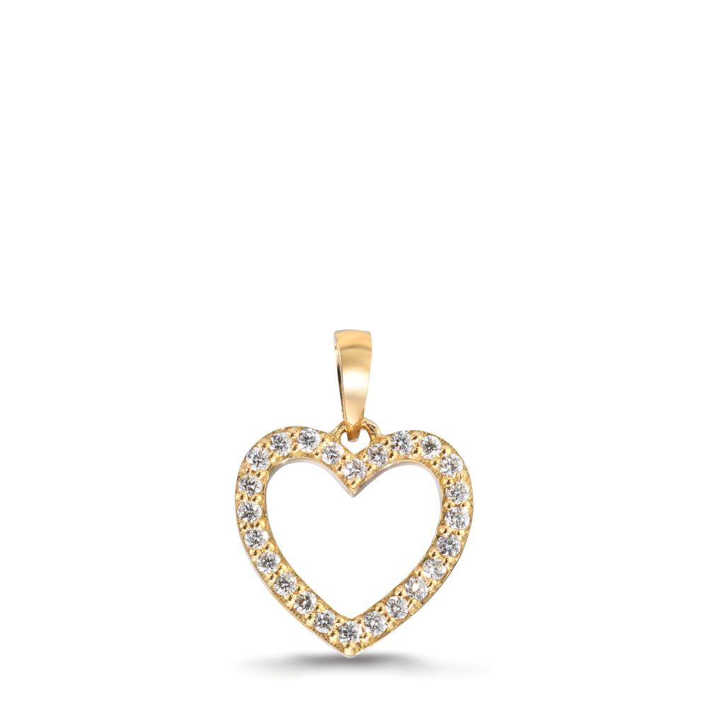 Pendentif Or jaune 18K Diamant 0.10 ct, w-si Coeur Ø10 mm-612212