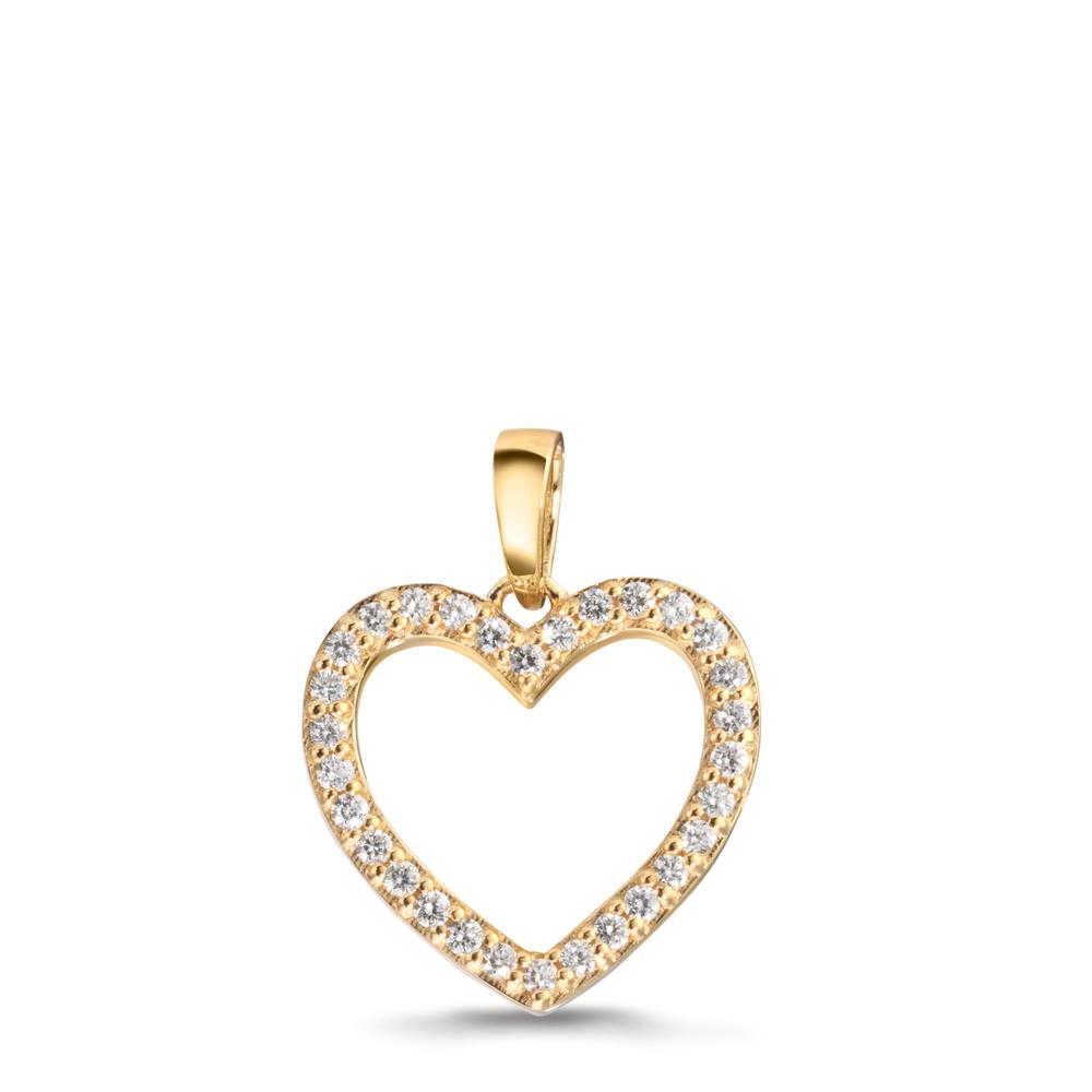Pendentif Or jaune 18K Diamant 0.13 ct, w-si Coeur Ø12 mm-612213