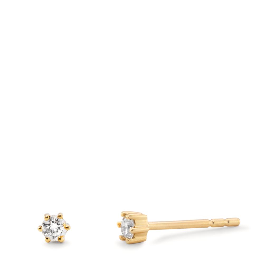 Clous d'oreilles Or jaune 18K Diamant 0.10 ct, 2 Pierres, w-si Ø2.6 mm-612218