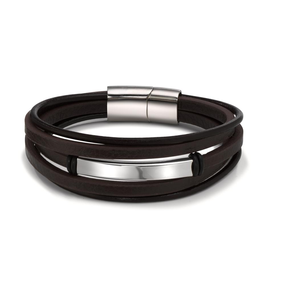 Gourmette avec gravure Acier inoxydable, Cuir 21.5 cm-612327