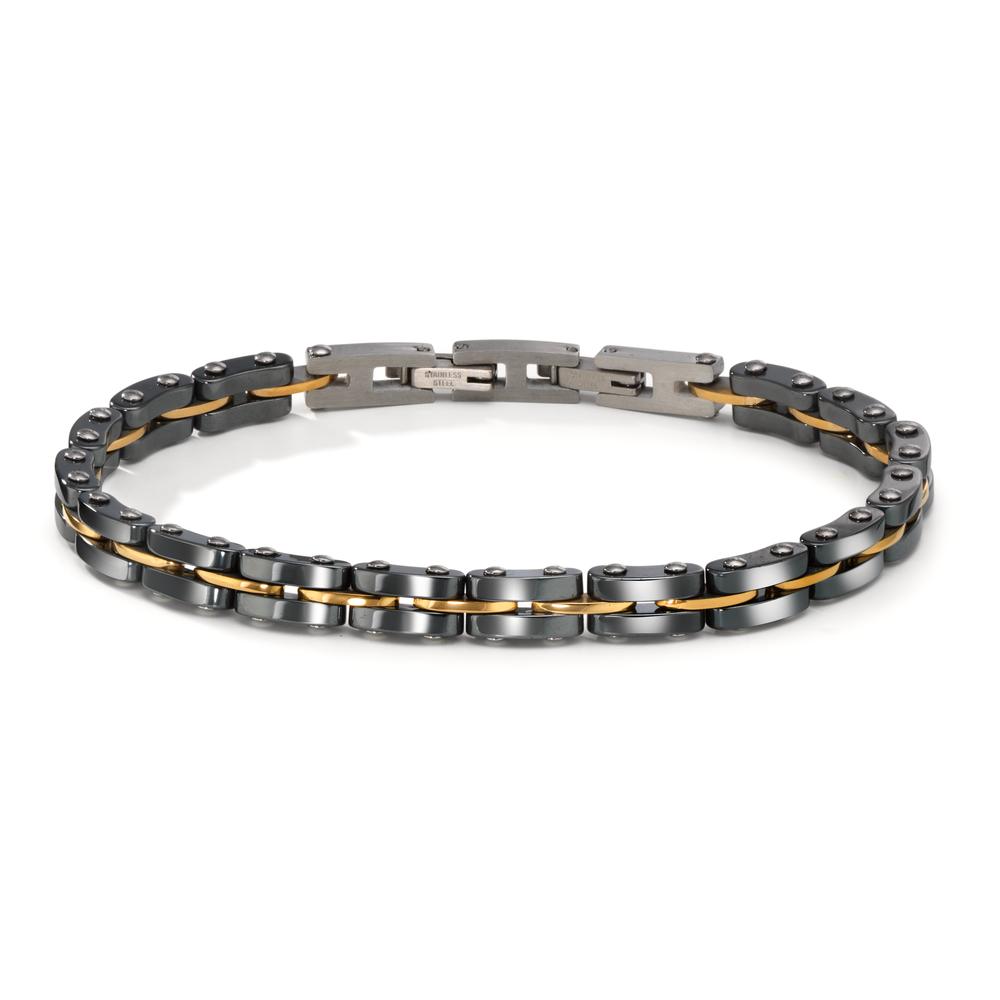 Bracelet Acier inoxydable, Céramique jaune PVD 19.5-21.5 cm-612337