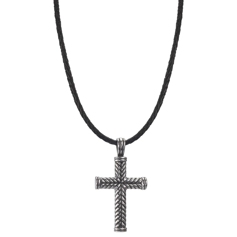 Chaînette avec pendentif Acier inoxydable, Cuir Croix 60 cm-612474